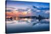 Old Tugboat and Pier at Sunset, San Pablo Bay-null-Stretched Canvas