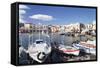 Old Venetian Harbour, Rethymno (Rethymnon), Crete, Greek Islands, Greece, Europe-Markus Lange-Framed Stretched Canvas