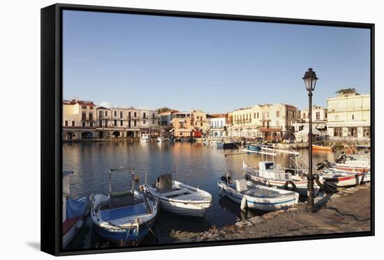 Old Venetian Harbour, Rethymno (Rethymnon), Crete, Greek Islands, Greece, Europe-Markus Lange-Framed Stretched Canvas