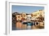 Old Venetian Harbour, Taverns on Seaside, Rethymno (Rethymnon)-Markus Lange-Framed Photographic Print