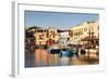 Old Venetian Harbour, Taverns on Seaside, Rethymno (Rethymnon)-Markus Lange-Framed Photographic Print