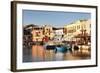 Old Venetian Harbour, Taverns on Seaside, Rethymno (Rethymnon)-Markus Lange-Framed Photographic Print