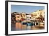 Old Venetian Harbour, Taverns on Seaside, Rethymno (Rethymnon)-Markus Lange-Framed Photographic Print
