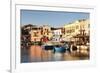 Old Venetian Harbour, Taverns on Seaside, Rethymno (Rethymnon)-Markus Lange-Framed Photographic Print