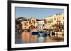 Old Venetian Harbour, Taverns on Seaside, Rethymno (Rethymnon)-Markus Lange-Framed Photographic Print