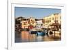 Old Venetian Harbour, Taverns on Seaside, Rethymno (Rethymnon)-Markus Lange-Framed Photographic Print