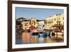 Old Venetian Harbour, Taverns on Seaside, Rethymno (Rethymnon)-Markus Lange-Framed Photographic Print