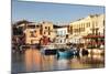 Old Venetian Harbour, Taverns on Seaside, Rethymno (Rethymnon)-Markus Lange-Mounted Photographic Print