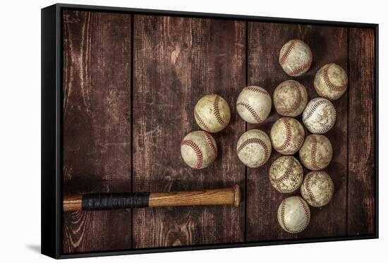 Old Vintage Baseball Background.-soupstock-Framed Stretched Canvas