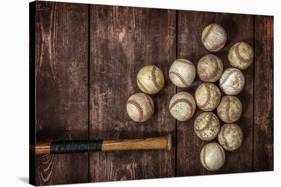 Old Vintage Baseball Background.-soupstock-Stretched Canvas