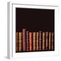 Old Vintage Books Standing in a Row-egal-Framed Photographic Print