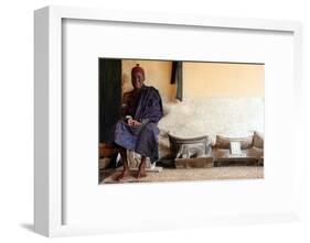 Old Voodoo priestess in her convent, Togoville, Togo-Godong-Framed Photographic Print