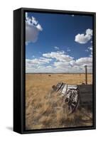 Old Wagon, Prairie Homestead, Cactus Flat, South Dakota, USA-Walter Bibikow-Framed Stretched Canvas
