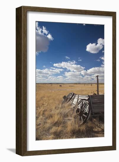 Old Wagon, Prairie Homestead, Cactus Flat, South Dakota, USA-Walter Bibikow-Framed Photographic Print