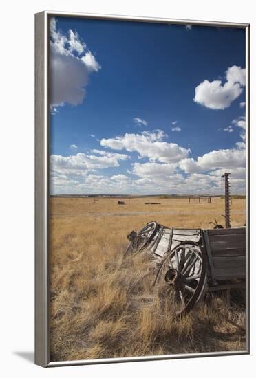 Old Wagon, Prairie Homestead, Cactus Flat, South Dakota, USA-Walter Bibikow-Framed Photographic Print