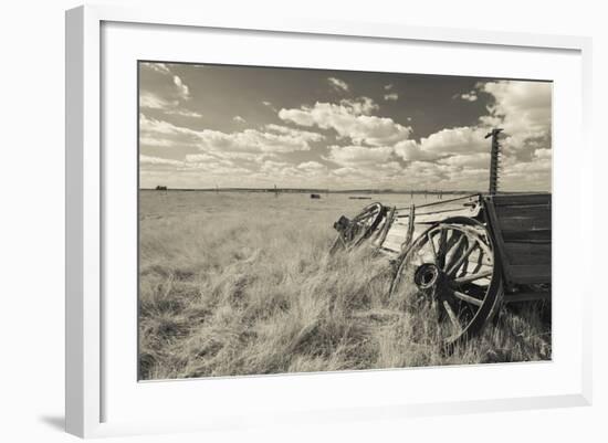 Old Wagon, Prairie Homestead, Cactus Flat, South Dakota, USA-Walter Bibikow-Framed Photographic Print