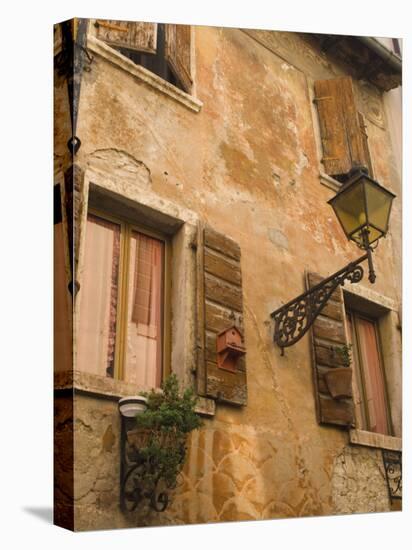 Old Wall with Shuttered Windows, Lazise, Lake Garda, Veneto, Italy, Europe-James Emmerson-Stretched Canvas