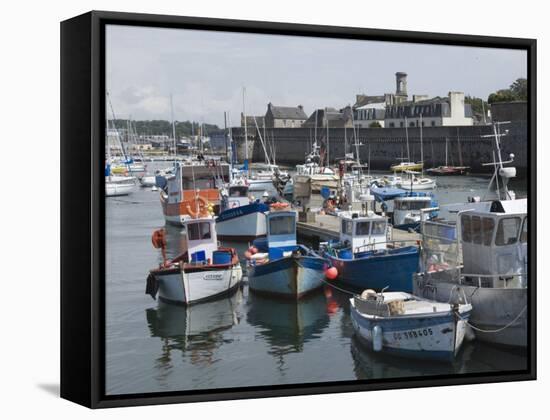 Old Walled Town of Concarneau from the Fishing Harbour, Southern Finistere, Brittany, France-Amanda Hall-Framed Stretched Canvas