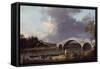 Old Walton Bridge over the Thames, 1754-Canaletto-Framed Stretched Canvas