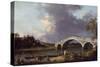 Old Walton Bridge over the Thames, 1754-Canaletto-Stretched Canvas