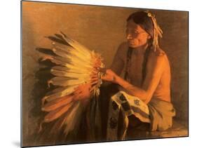 Old War Bonnet, 1916-Joseph Henry Sharp-Mounted Giclee Print