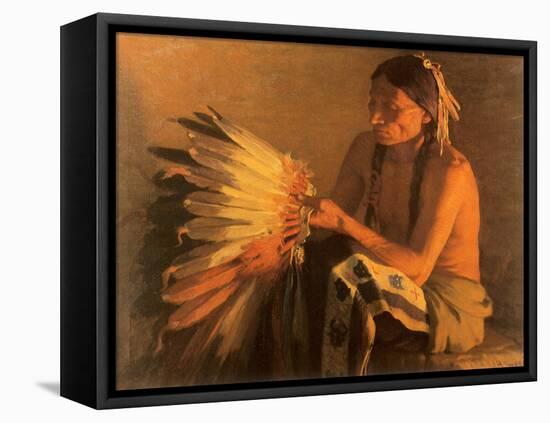 Old War Bonnet, 1916-Joseph Henry Sharp-Framed Stretched Canvas