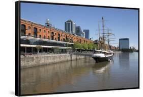 Old warehouses and office buildings from marina of Puerto Madero, San Telmo, Buenos Aires, Argentin-Stuart Black-Framed Stretched Canvas