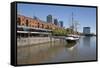Old warehouses and office buildings from marina of Puerto Madero, San Telmo, Buenos Aires, Argentin-Stuart Black-Framed Stretched Canvas