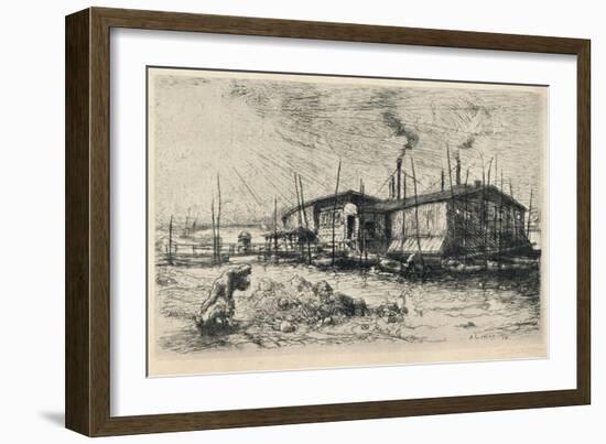 Old Washing-Boats at Grenelle, 1915-Auguste Lepere-Framed Giclee Print