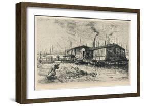 Old Washing-Boats at Grenelle, 1915-Auguste Lepere-Framed Giclee Print