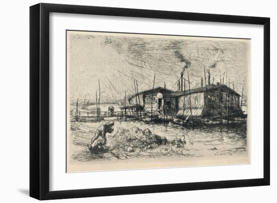 Old Washing-Boats at Grenelle, 1915-Auguste Lepere-Framed Giclee Print