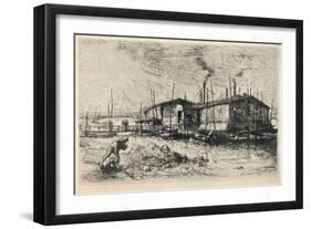 Old Washing-Boats at Grenelle, 1915-Auguste Lepere-Framed Giclee Print