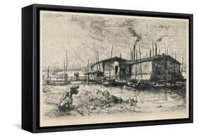 Old Washing-Boats at Grenelle, 1915-Auguste Lepere-Framed Stretched Canvas