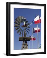 Old Water Pump and Texas State Flags, Amarillo, Texas-Walter Bibikow-Framed Photographic Print