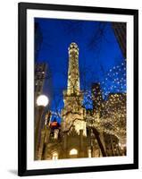 Old Water Tower with holiday lights, Chicago, Illinois, USA-Alan Klehr-Framed Premium Photographic Print