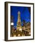 Old Water Tower with holiday lights, Chicago, Illinois, USA-Alan Klehr-Framed Photographic Print