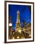 Old Water Tower with holiday lights, Chicago, Illinois, USA-Alan Klehr-Framed Photographic Print