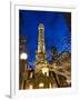 Old Water Tower with holiday lights, Chicago, Illinois, USA-Alan Klehr-Framed Photographic Print