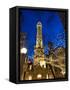 Old Water Tower with holiday lights, Chicago, Illinois, USA-Alan Klehr-Framed Stretched Canvas