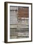 Old Weather-Beaten Rusty Corrugated Iron Siding Amidsts Wooden Slats on a Hut by Ore River England-Natalie Tepper-Framed Photo