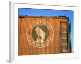 Old Weathered Box Car Showing Design Promoting Travel to Glacier National Park-Walker Evans-Framed Photographic Print