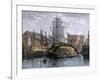 Old Whaling Ship Hove Down for Repairs, New Bedford, Massachusetts, c.1800-null-Framed Giclee Print