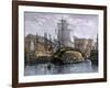 Old Whaling Ship Hove Down for Repairs, New Bedford, Massachusetts, c.1800-null-Framed Giclee Print