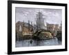 Old Whaling Ship Hove Down for Repairs, New Bedford, Massachusetts, c.1800-null-Framed Giclee Print