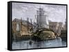 Old Whaling Ship Hove Down for Repairs, New Bedford, Massachusetts, c.1800-null-Framed Stretched Canvas