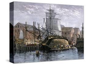 Old Whaling Ship Hove Down for Repairs, New Bedford, Massachusetts, c.1800-null-Stretched Canvas