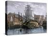 Old Whaling Ship Hove Down for Repairs, New Bedford, Massachusetts, c.1800-null-Stretched Canvas