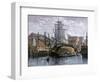 Old Whaling Ship Hove Down for Repairs, New Bedford, Massachusetts, c.1800-null-Framed Giclee Print