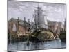 Old Whaling Ship Hove Down for Repairs, New Bedford, Massachusetts, c.1800-null-Mounted Giclee Print