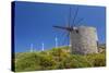 Old Windmill and Modern Wind Turbines. Naxos Island, Greece-Ali Kabas-Stretched Canvas